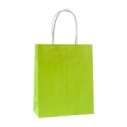 Papiertasche aus geripptem Kraftpapier mit Papierkordel hellgrün