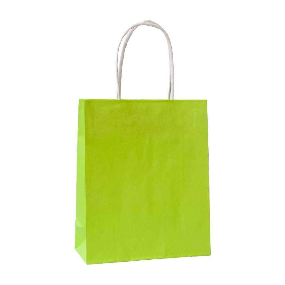 Papiertasche aus geripptem Kraftpapier mit Papierkordel hellgrün