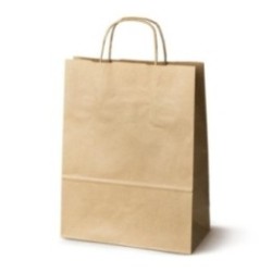 Papiertasche aus geripptem Kraftpapier mit Papierkordel braun