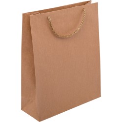 PR104R001 - Papiertasche EKO PRESTIGE mit Textilkordel, braun gerippt