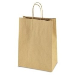 Papiertasche aus geripptem Kraftpapier mit Papierkordel braun