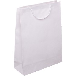 PR203R002 - Papiertasche EKO PRESTIGE mit Textilkordel, weiß gerippt