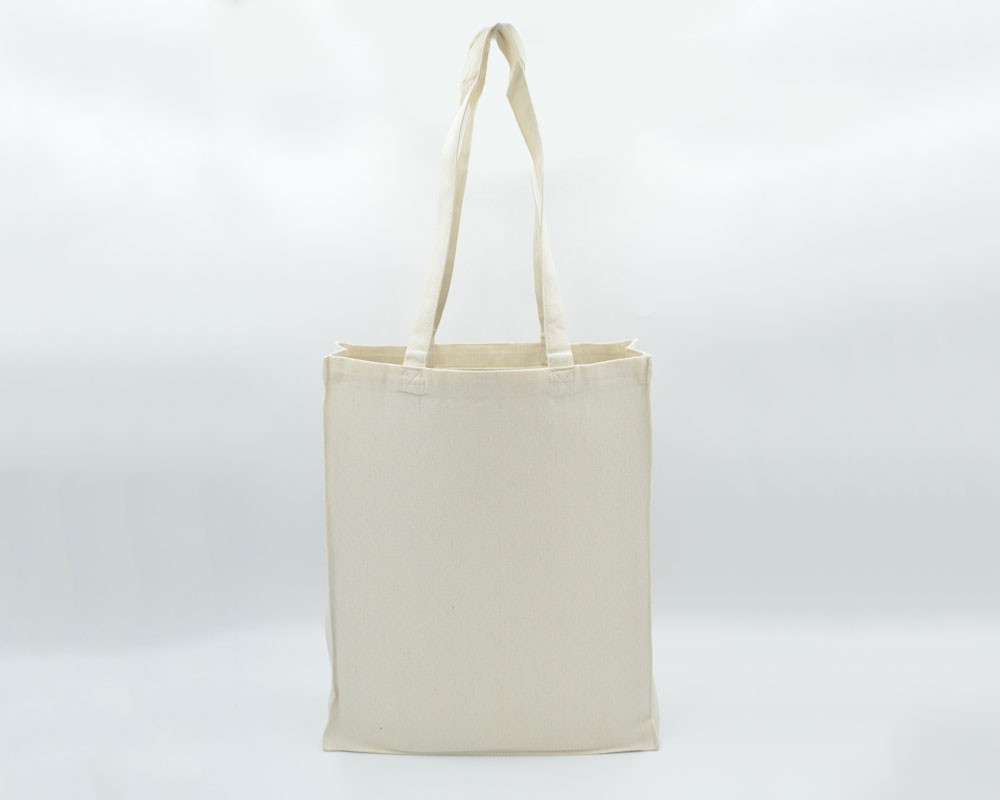 Baumwolltasche mit langen Henkeln und Bodenfalte natur