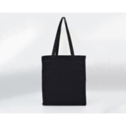 Baumwolltasche mit langen Henkeln und Bodenfalte schwarz