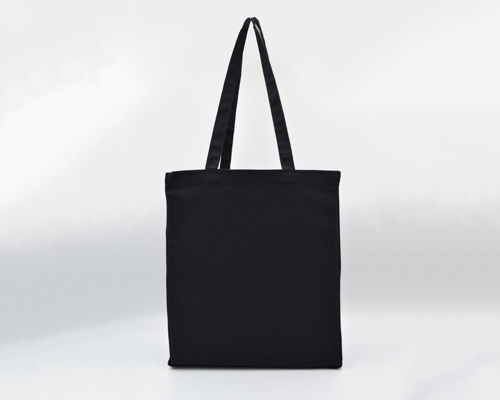 Baumwolltasche mit langen Henkeln und Bodenfalte schwarz