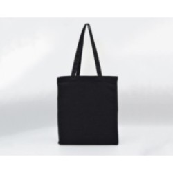 Baumwolltasche mit langen Henkeln und Bodenfalte schwarz