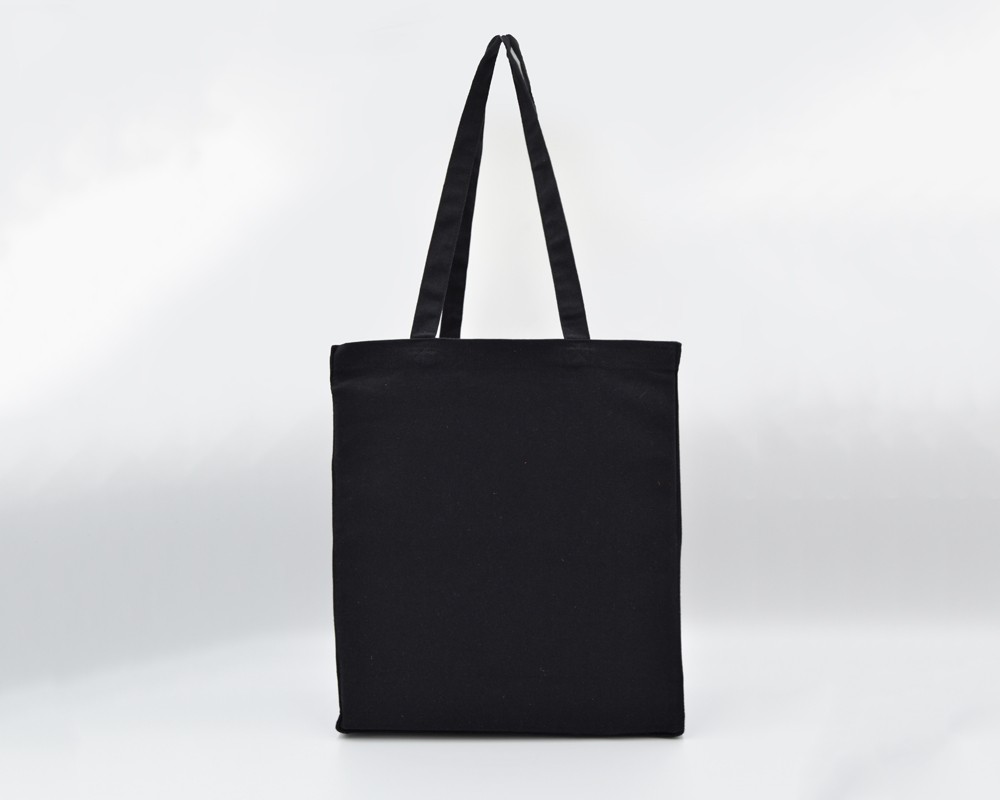 Baumwolltasche mit langen Henkeln und Bodenfalte schwarz
