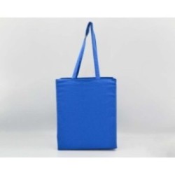 Baumwolltasche mit langen Henkeln und Bodenfalte blau