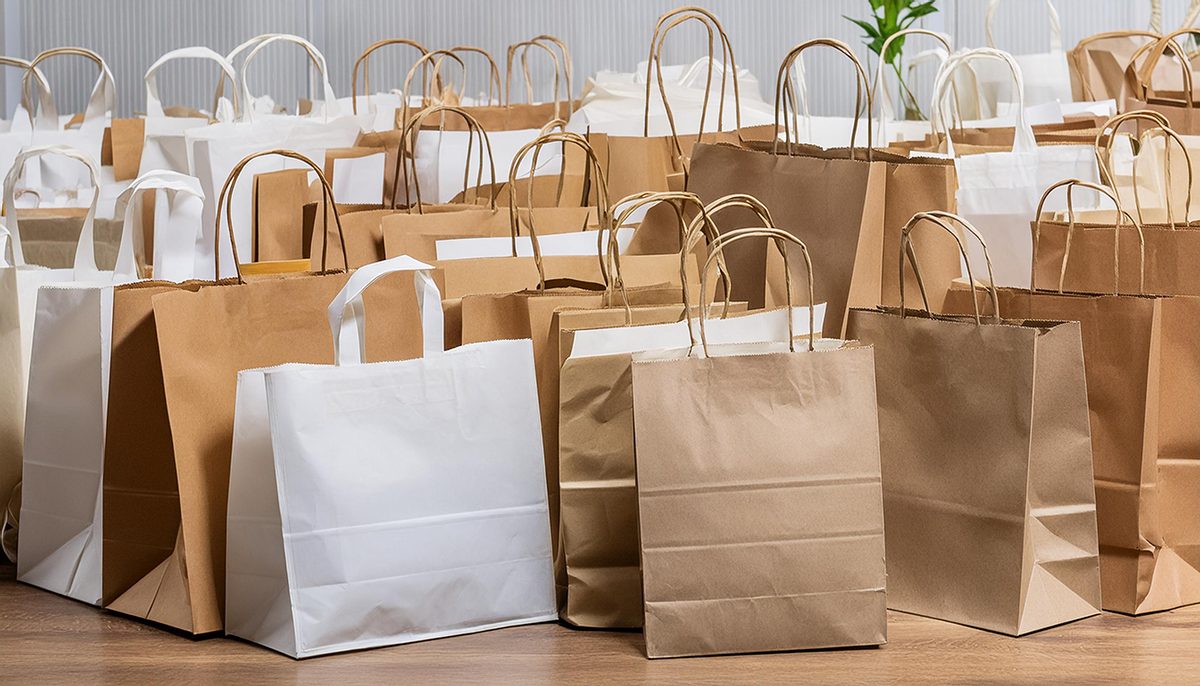 Papiertaschen in Braun und Weiß