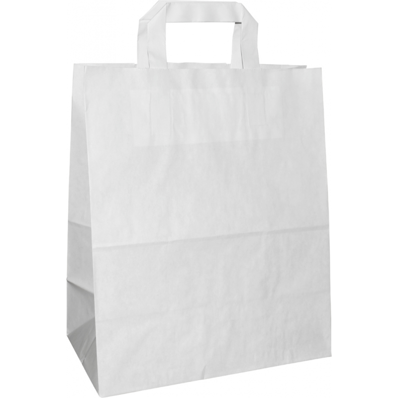 Papiertasche mit Flachhenkel weiß 26x14x30