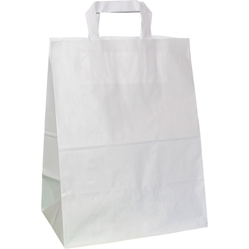Papiertasche mit Flachhenkel weiß 26x17x33 cm