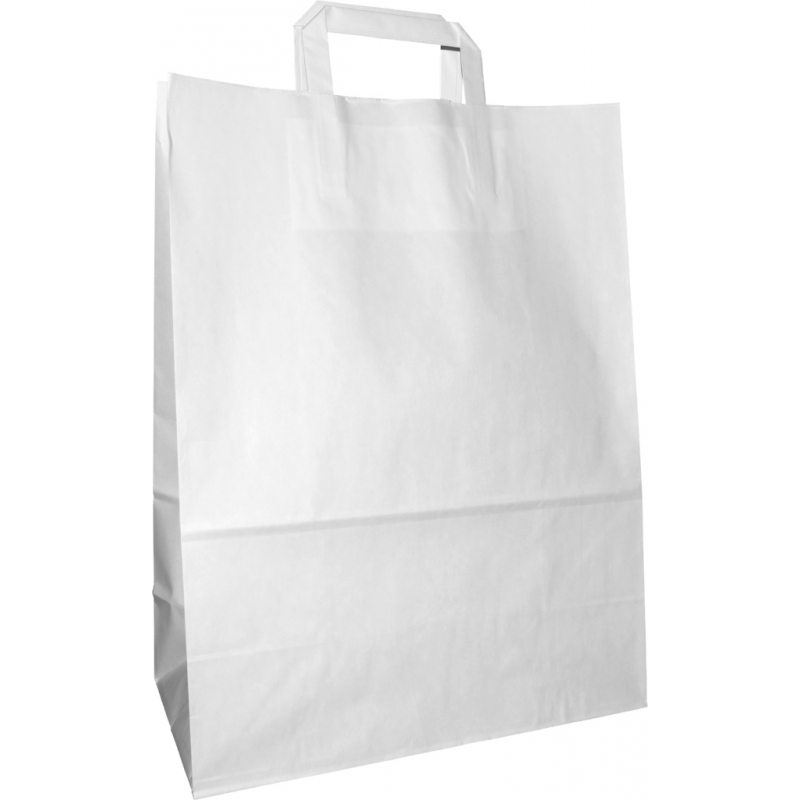 Papiertasche mit Flachhenkel weiß 32x16x43 cm