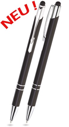 BET-01 kuglepen touch pen BELLO. Skinnende sort.